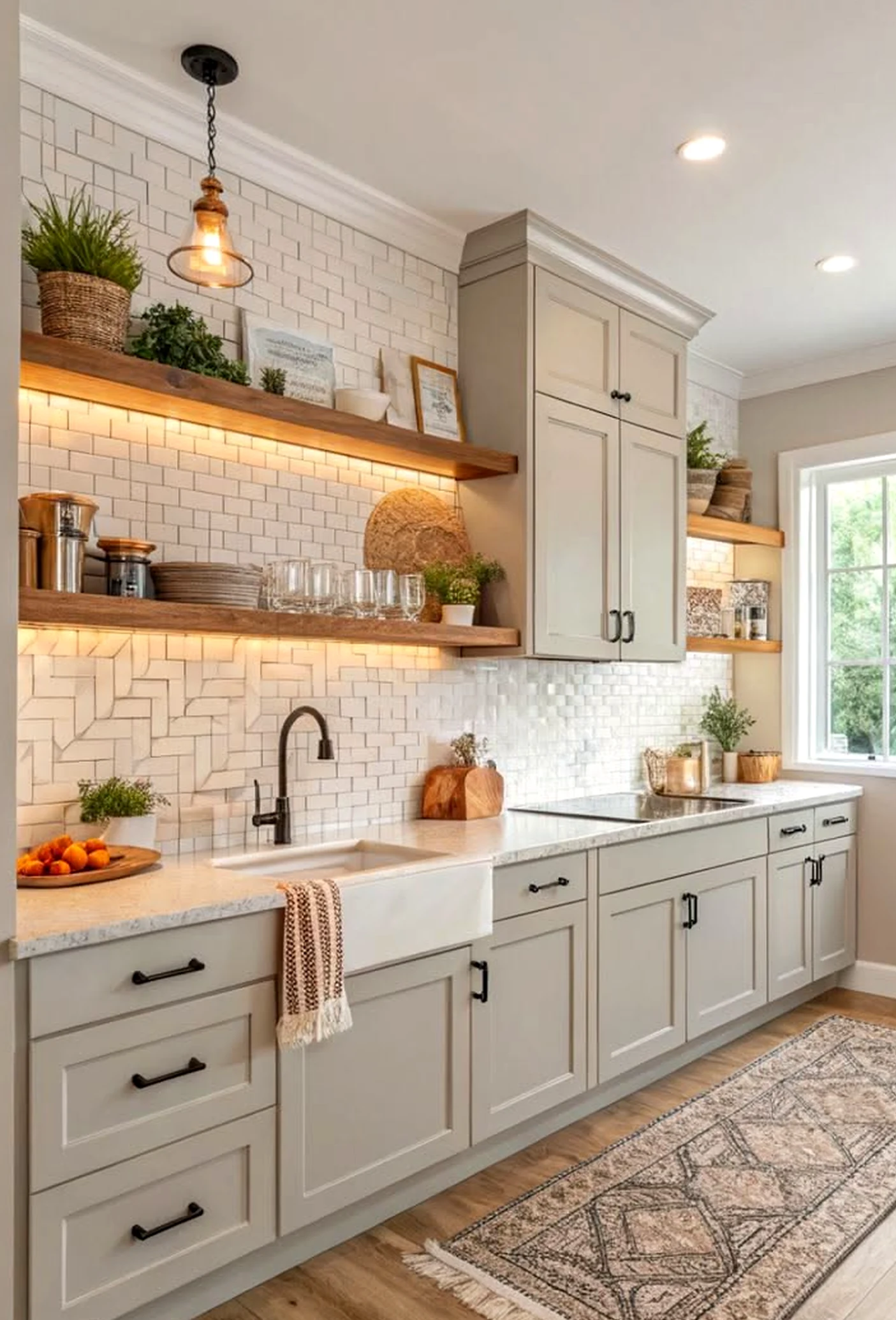 Subtle painted door adds a clear layer of detail, helping the sitting area feel simple yet expressive.