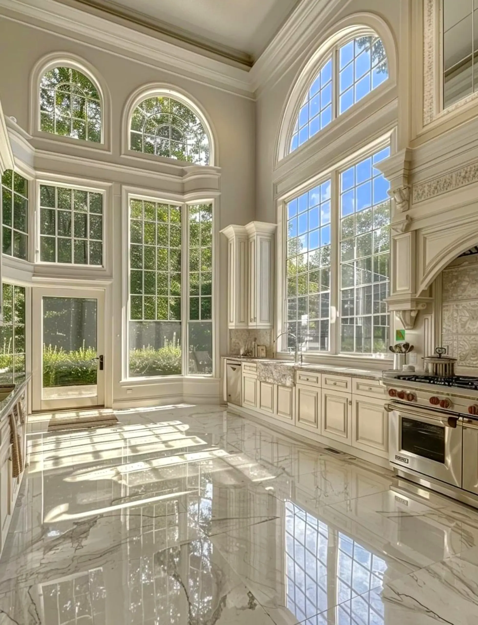 Elegant breakfast table adds a clear layer of light, helping the wall feel warm without clutter.