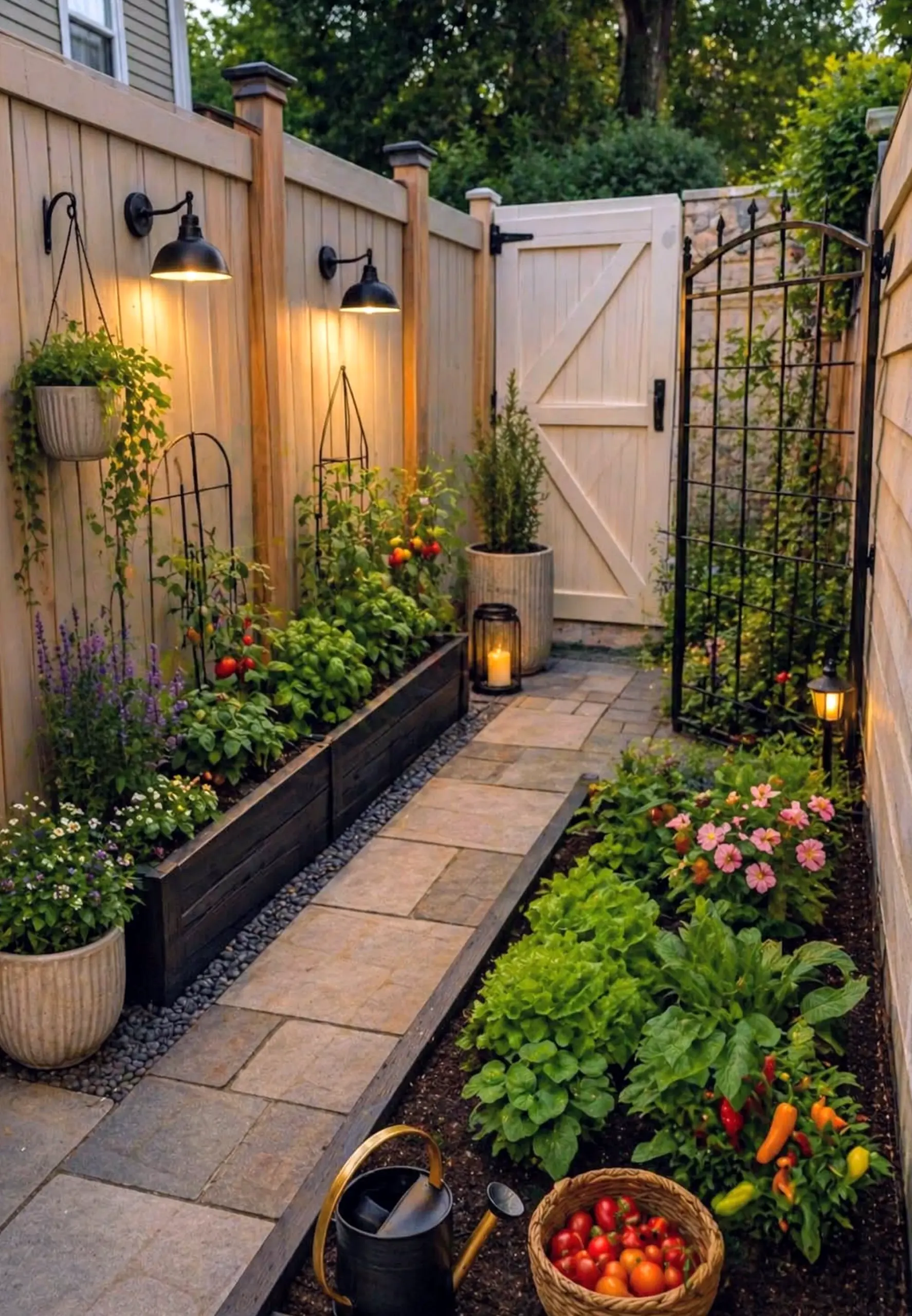 Calm stone terrace frames the setting with freshness, making the scene feel easy to enjoy.