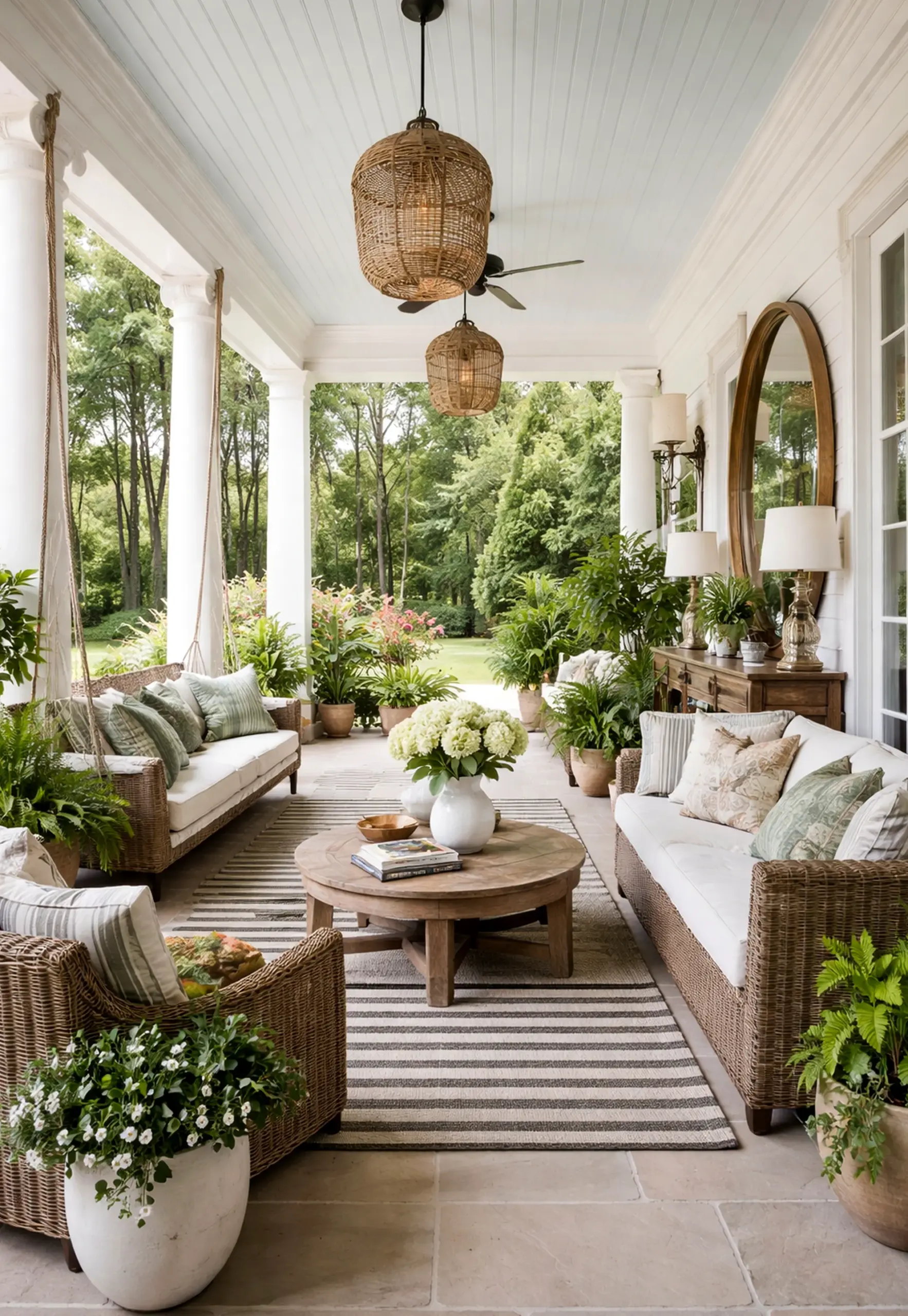 Cozy floral bed draws attention to movement while the entry stays personal and relaxed.
