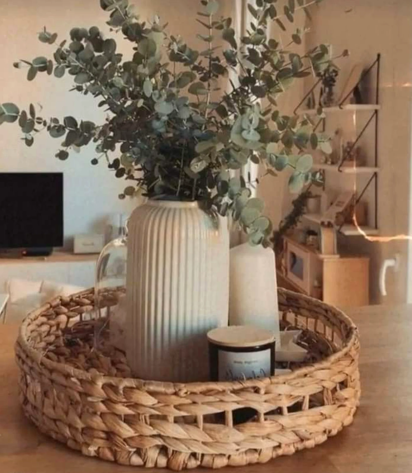 Elegant breakfast table adds a clear layer of focus, helping the wall feel quietly finished.