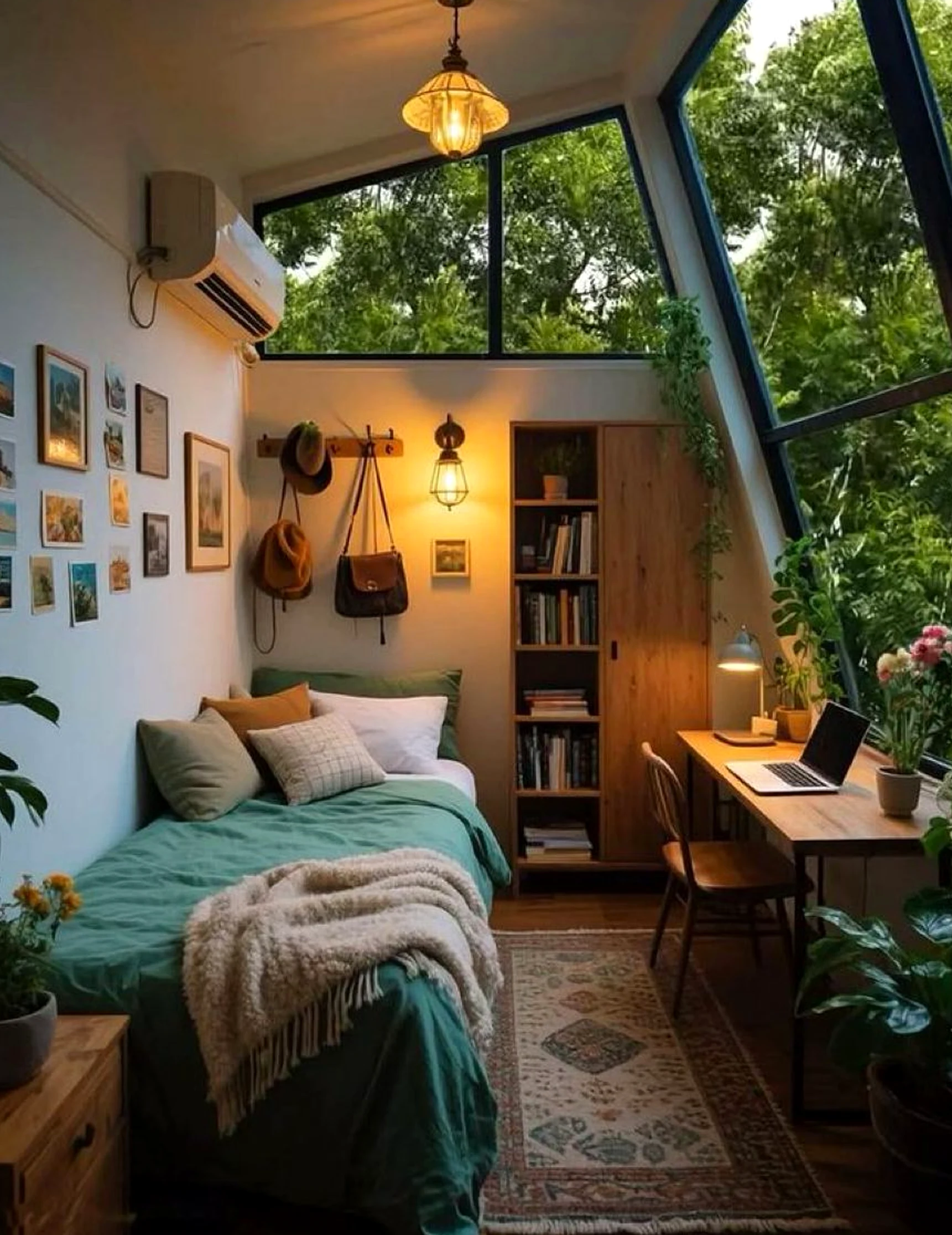 Quiet bedside layer draws attention to balance while the backdrop stays bright but not busy.