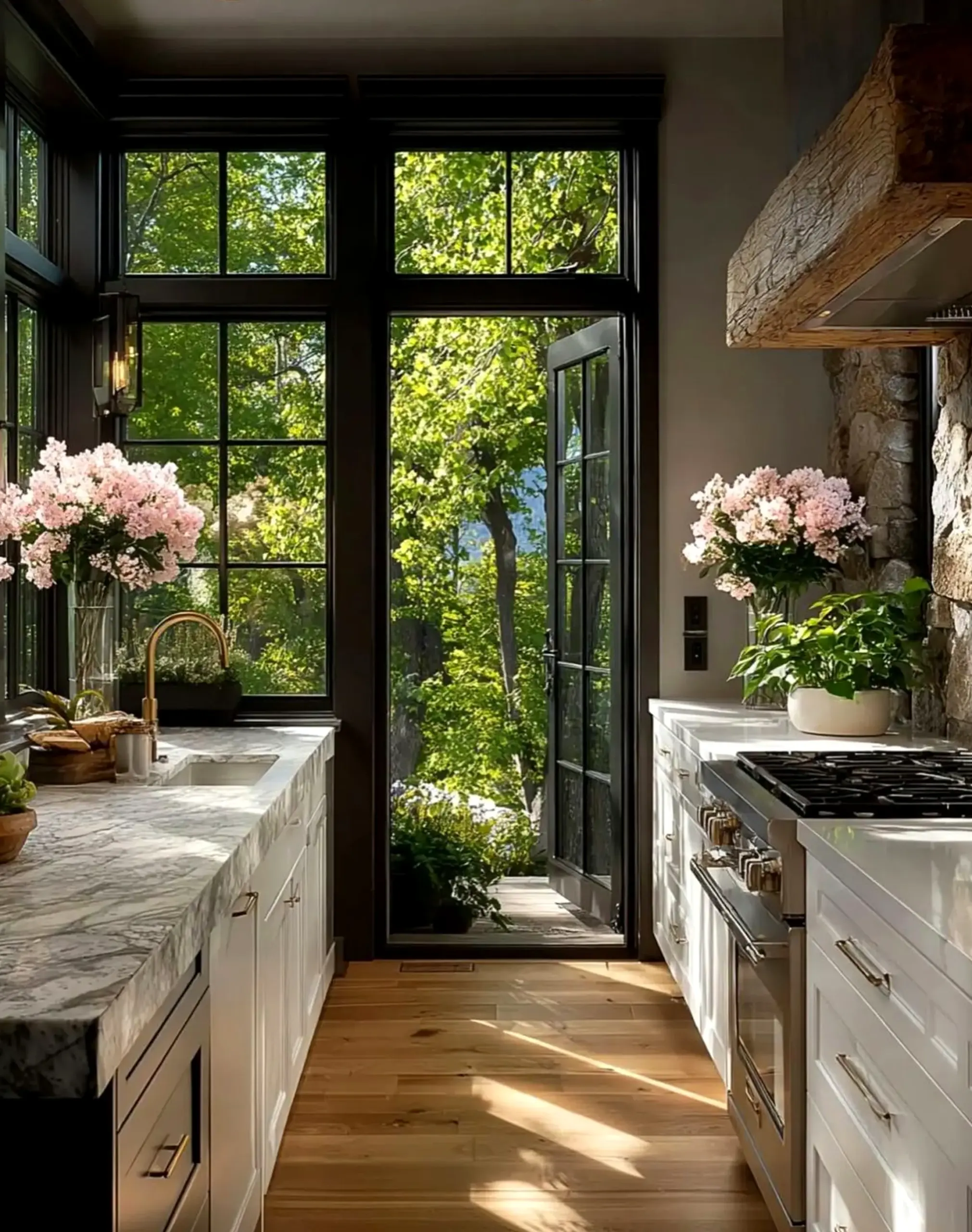 Crisp greenhouse corner adds focus across the composition, giving the decor a finish that feels personal and relaxed.