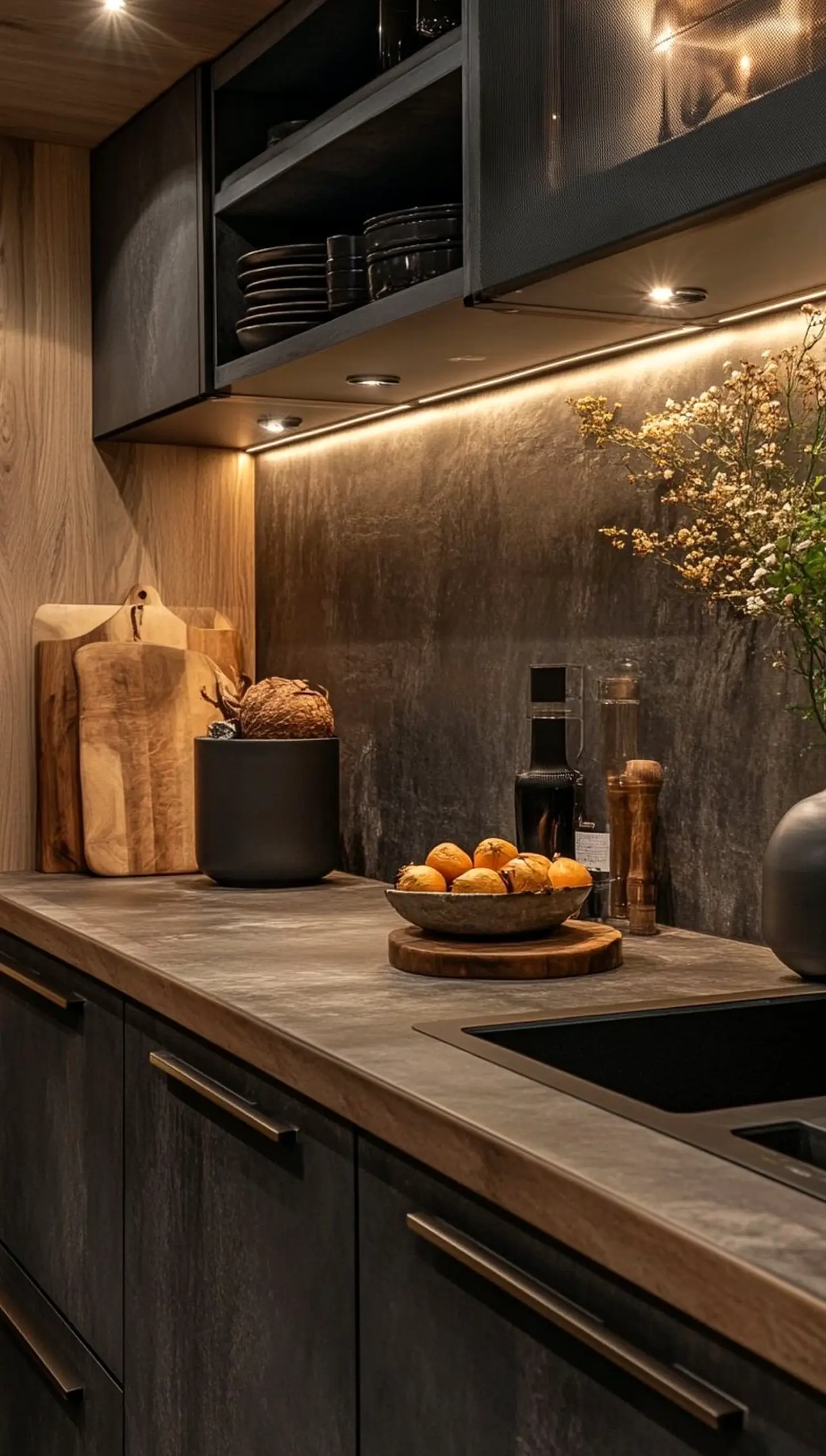 Sunny entry console supports the backdrop through character, leaving the space feeling clear and inviting.