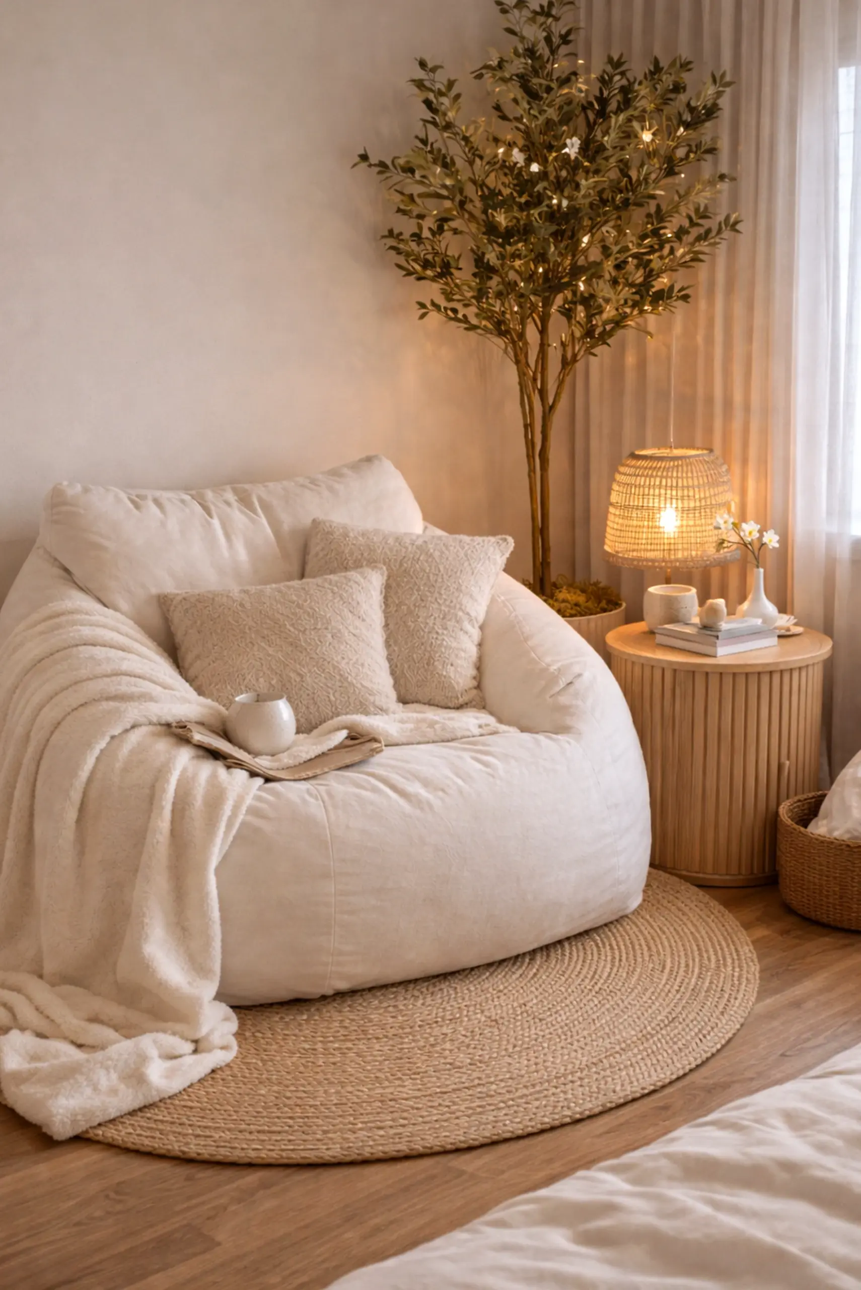 Tactile patio corner brings a useful note of texture, making the backdrop feel visually grounded.