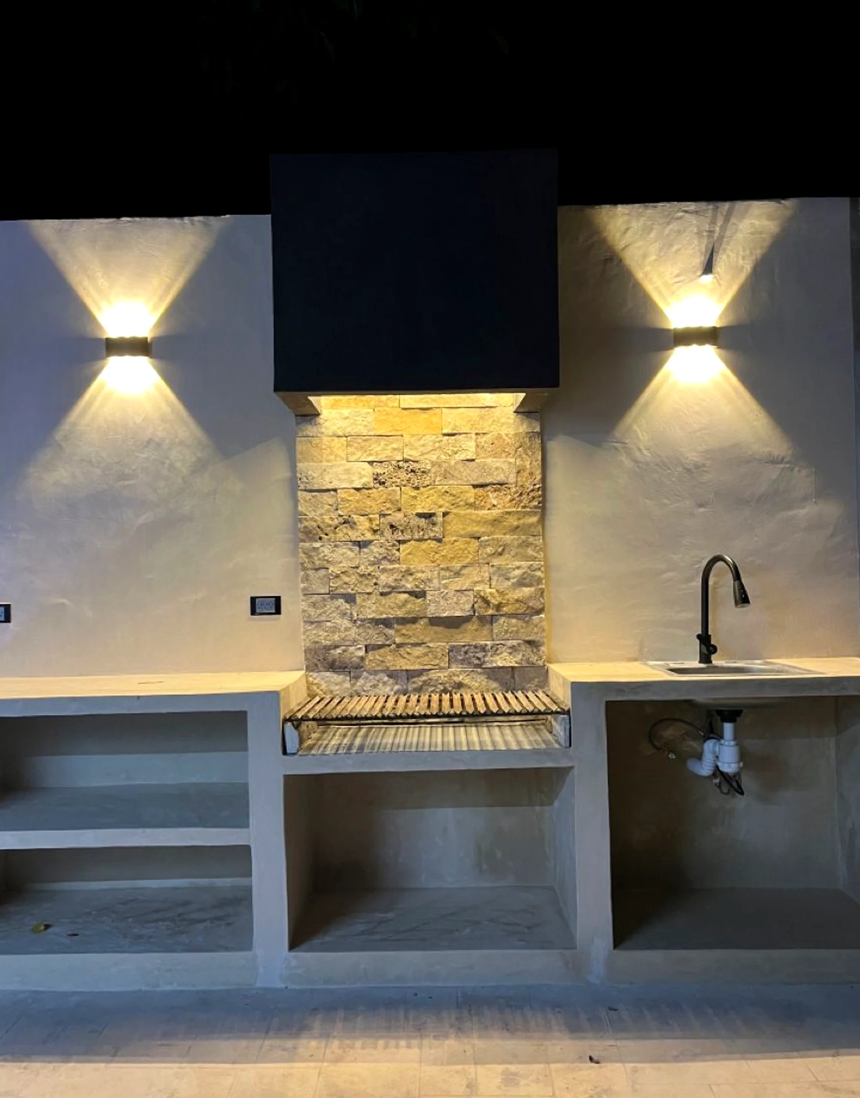 Refined stone terrace gives the corner more softness, so the whole view feels personal and relaxed.