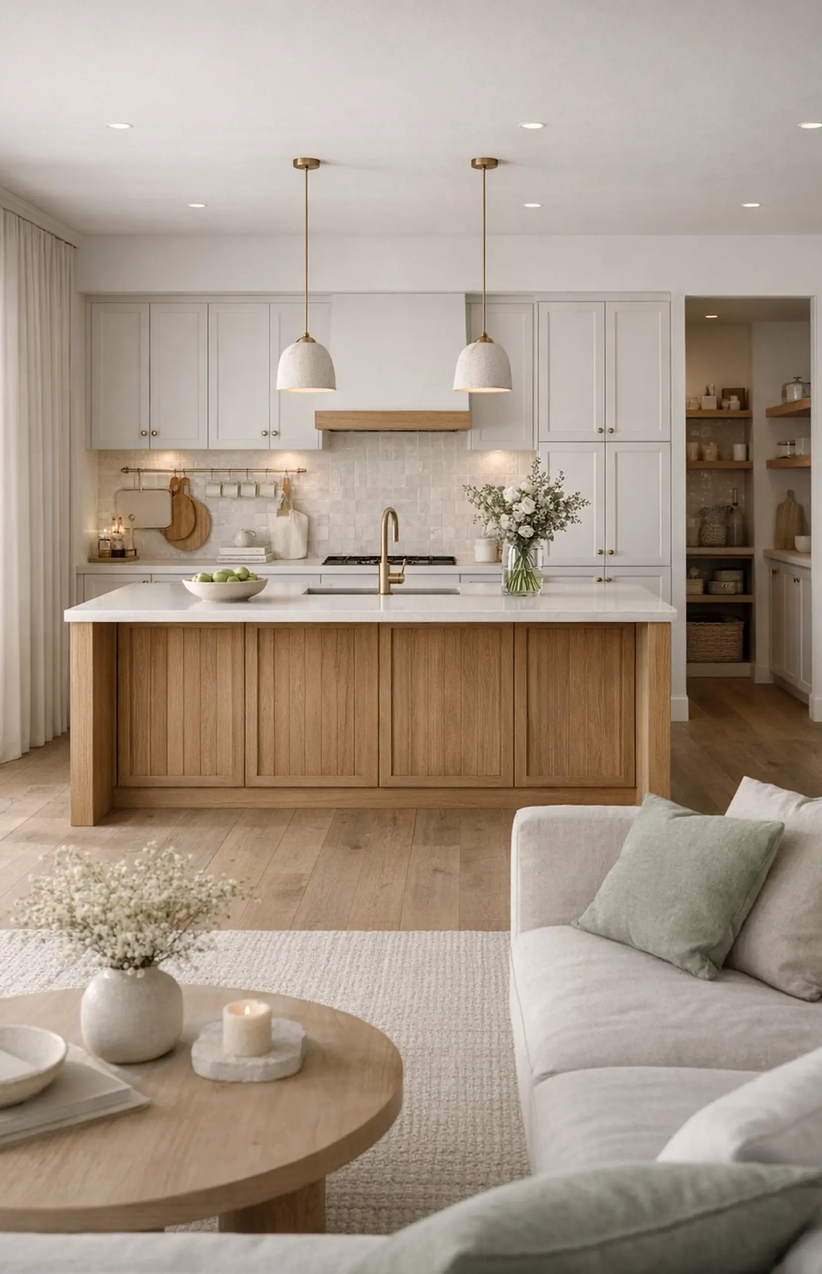 Sculptural tile detail adds focus across the view, giving the decor a finish that feels fresh and intentional.