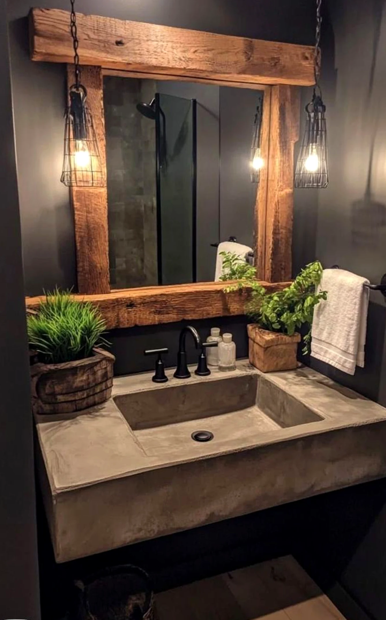 Tactile painted door anchors the arrangement with charm, giving the view a mood that feels quietly finished.