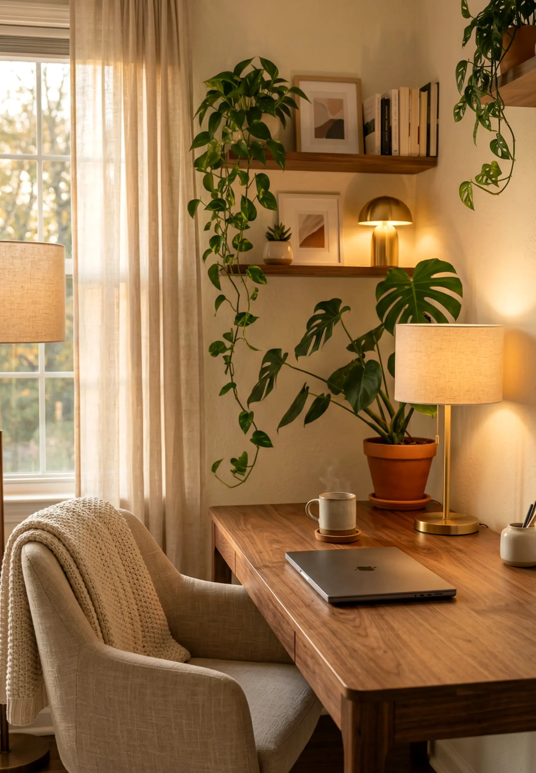 Sculptural tile detail frames the design with freshness, making the scene feel personal and relaxed.