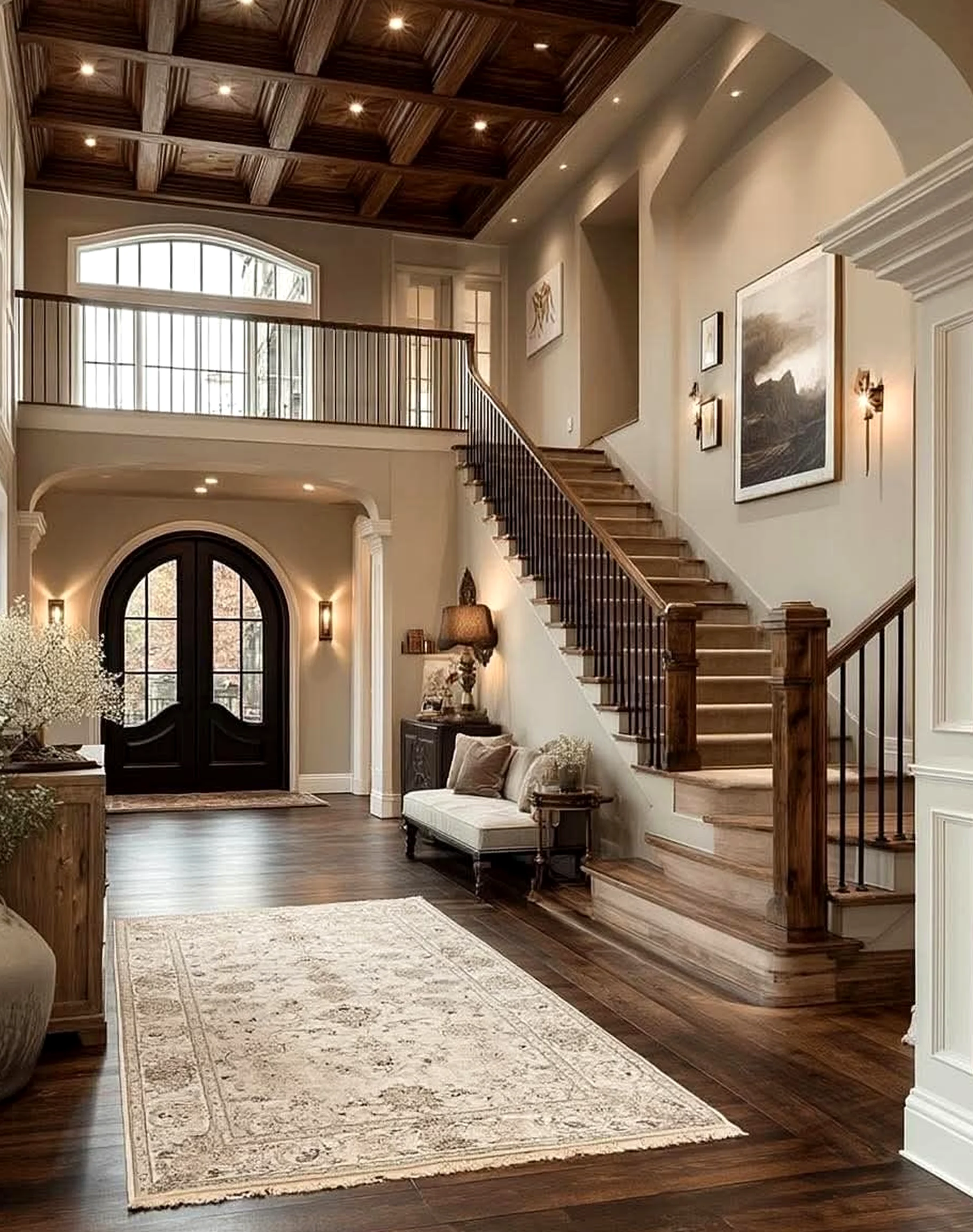 Graceful shower wall brings charm to the sitting area, creating a mood that feels settled and welcoming.