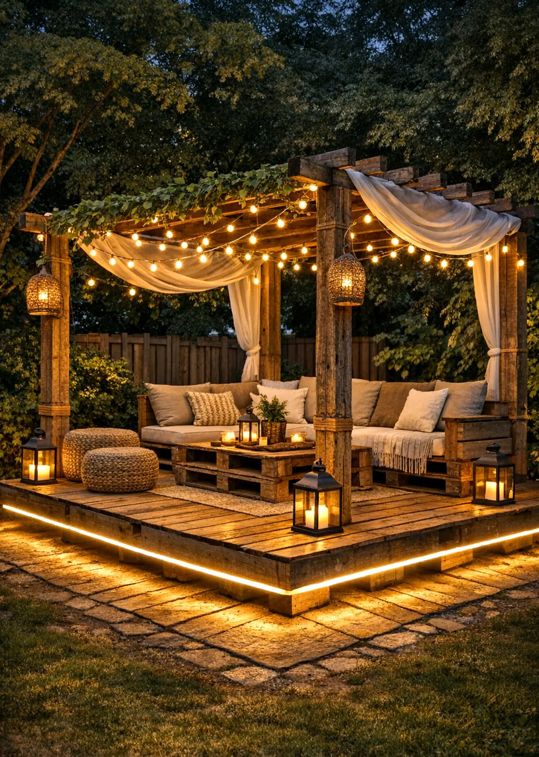 Warm balcony scene anchors the sitting area with charm, giving the view a mood that feels easy to enjoy.