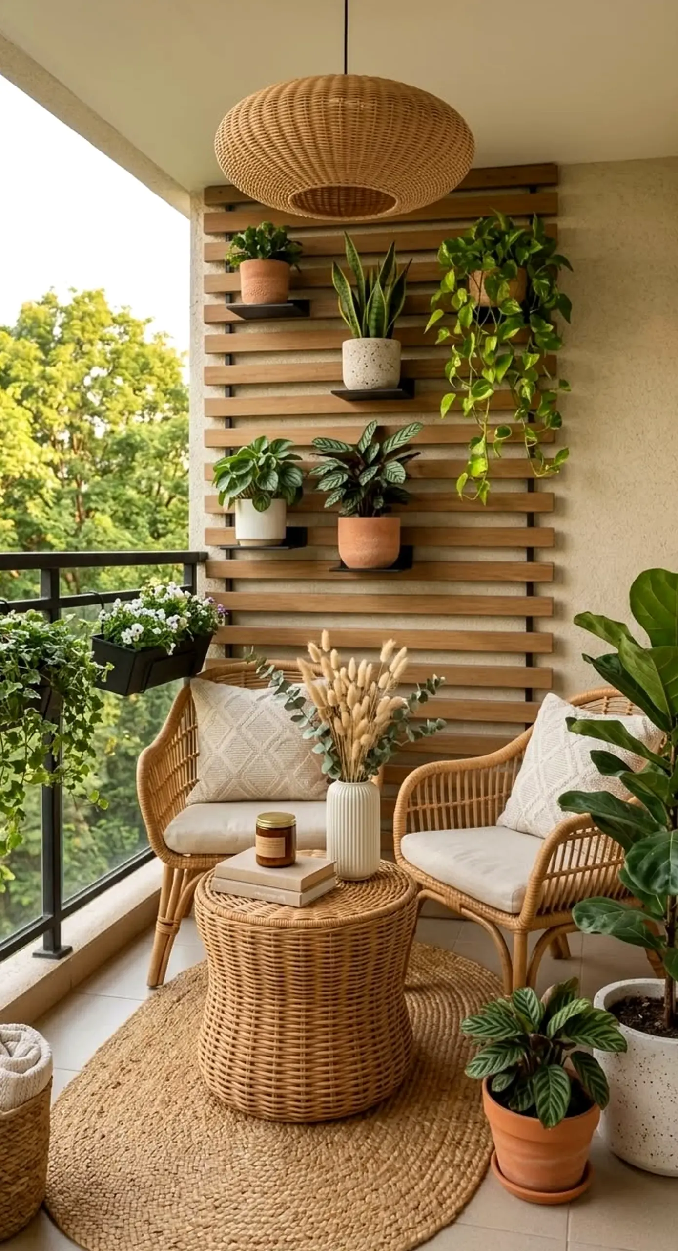 Luminous patio corner supports the sitting area through movement, leaving the space feeling quietly finished.