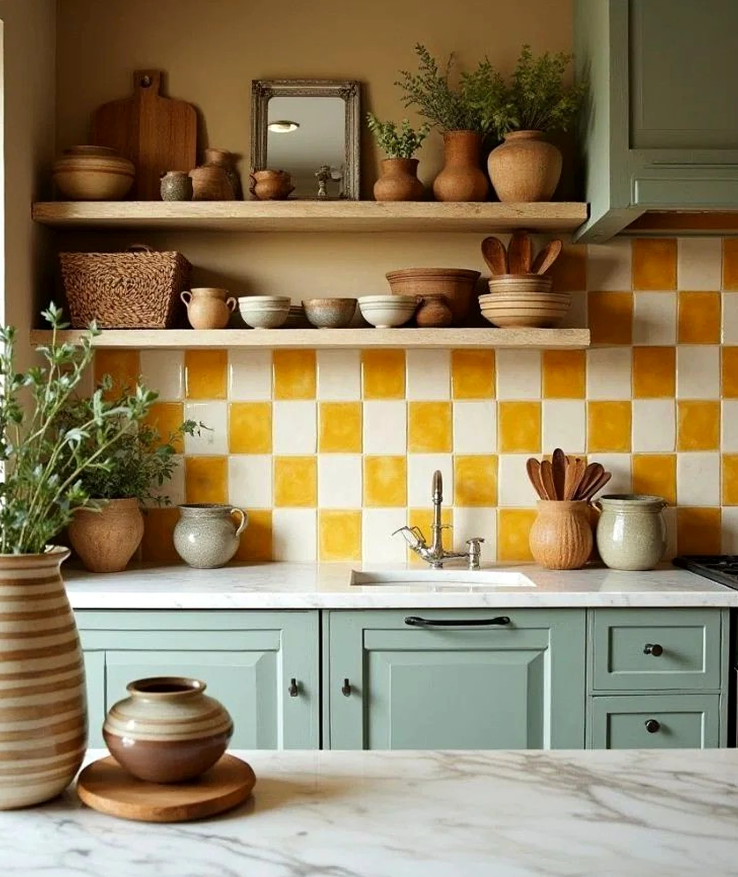 Tactile patio corner anchors the wall with texture, giving the view a mood that feels simple yet expressive.