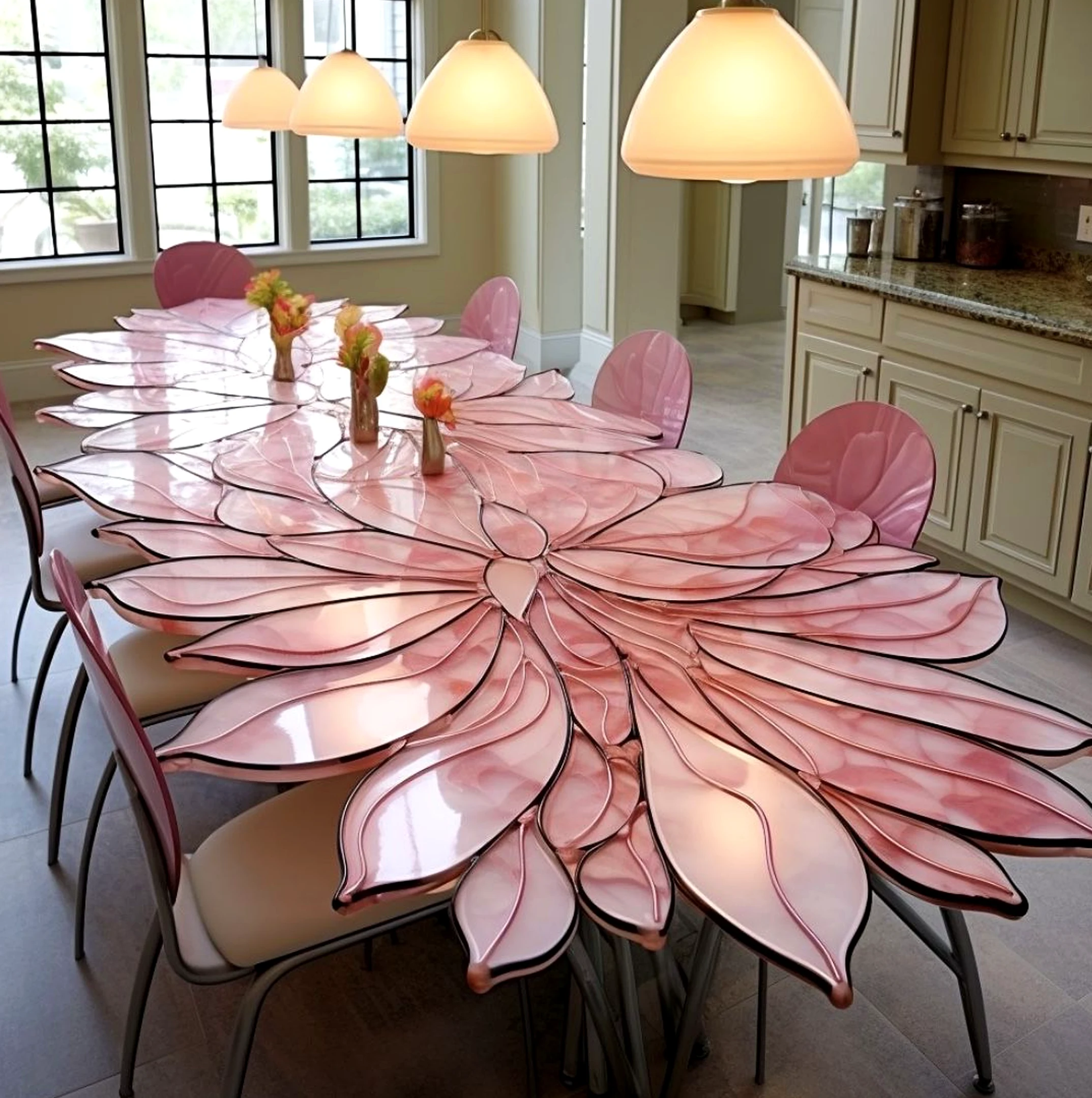 Fresh green entry adds a clear layer of contrast, helping the table feel ready for quiet use.