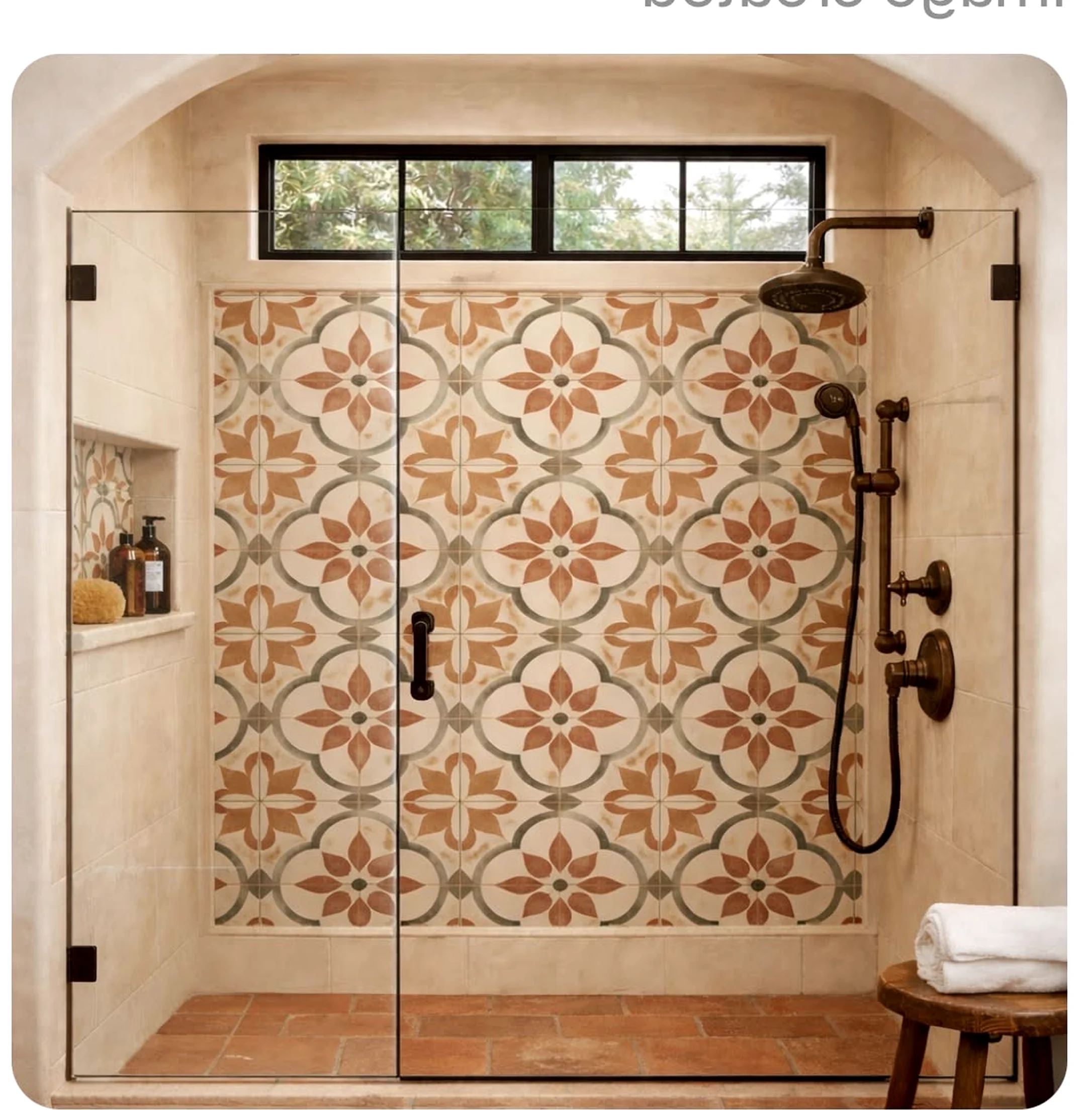 Inviting courtyard view adds shape across the wall, giving the decor a finish that feels easy to enjoy.