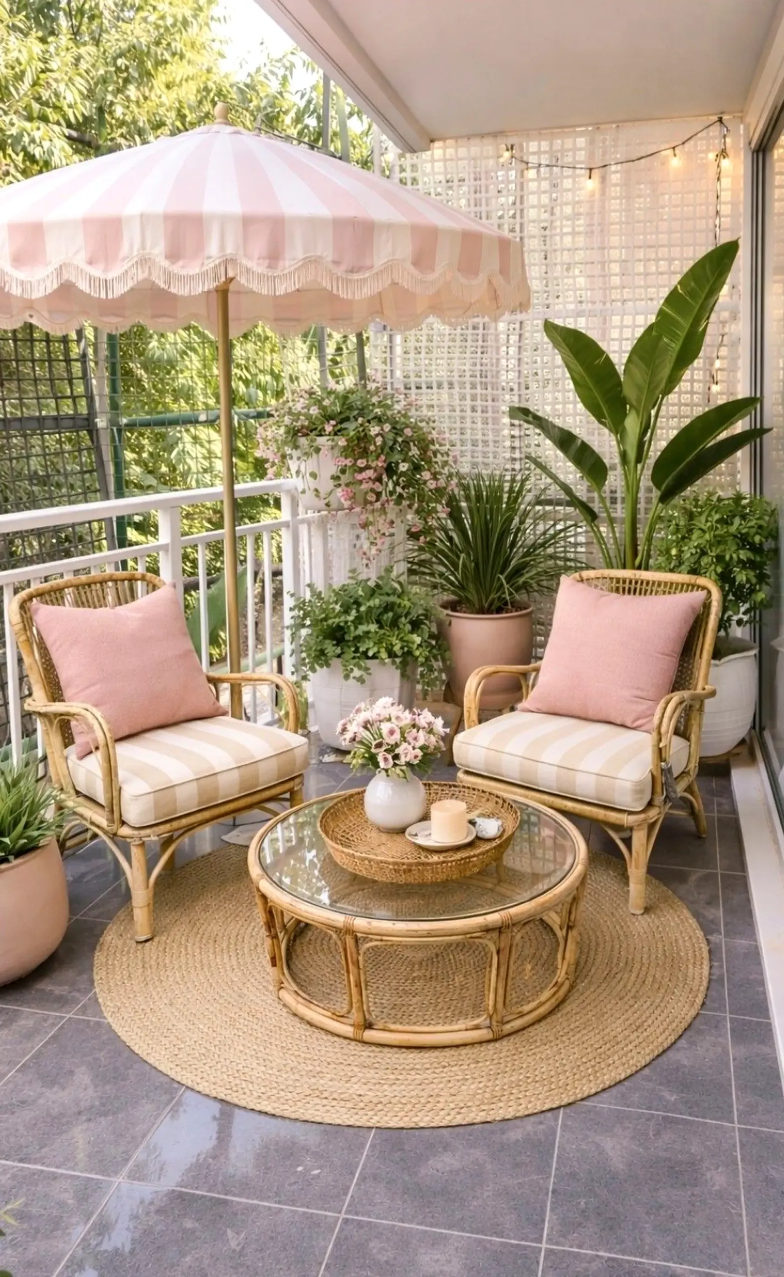 Elegant balcony scene adds a clear layer of personality, helping the table feel pleasantly composed.
