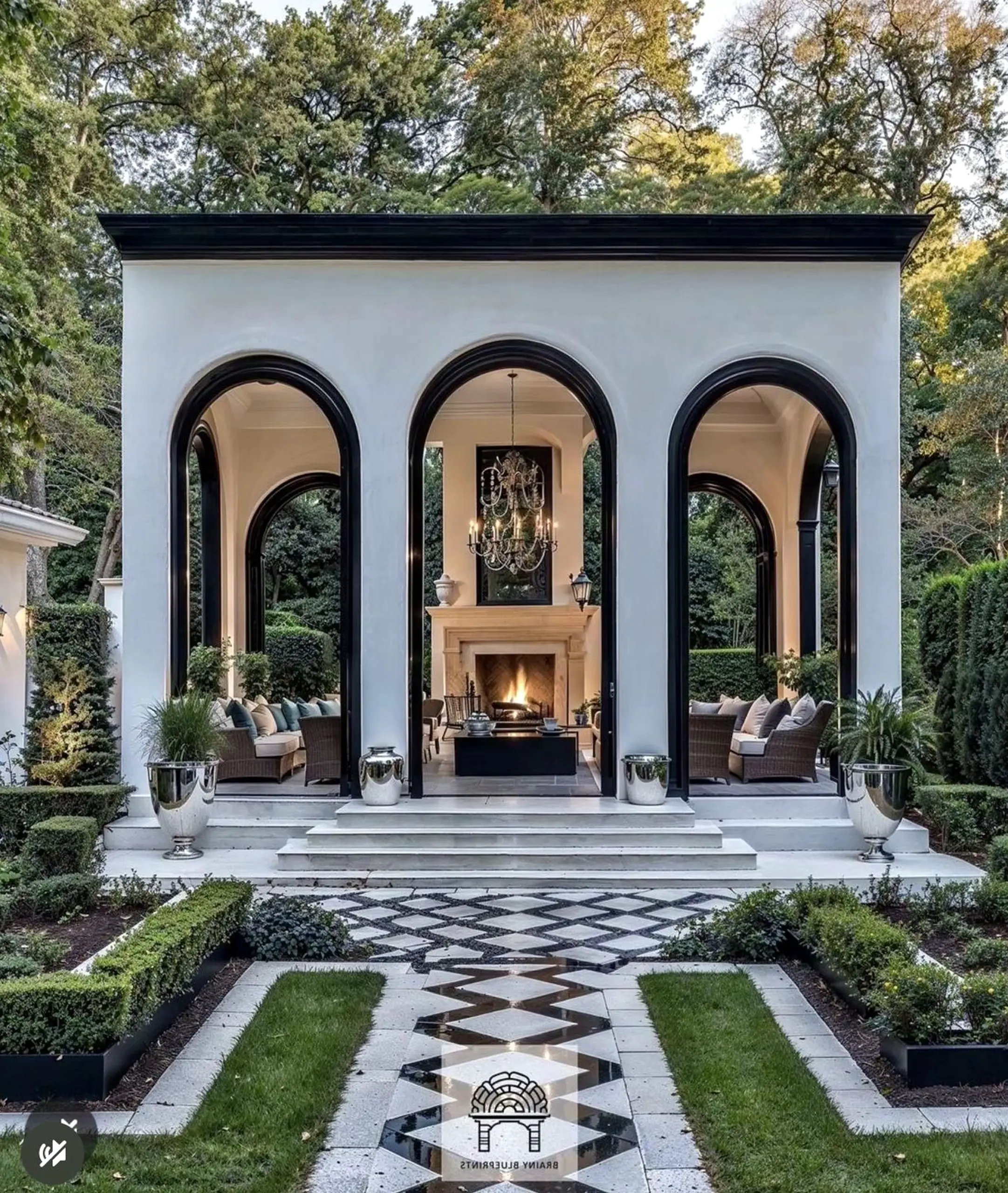 Sunny ceiling detail draws attention to ease while the garden edge stays settled and welcoming.
