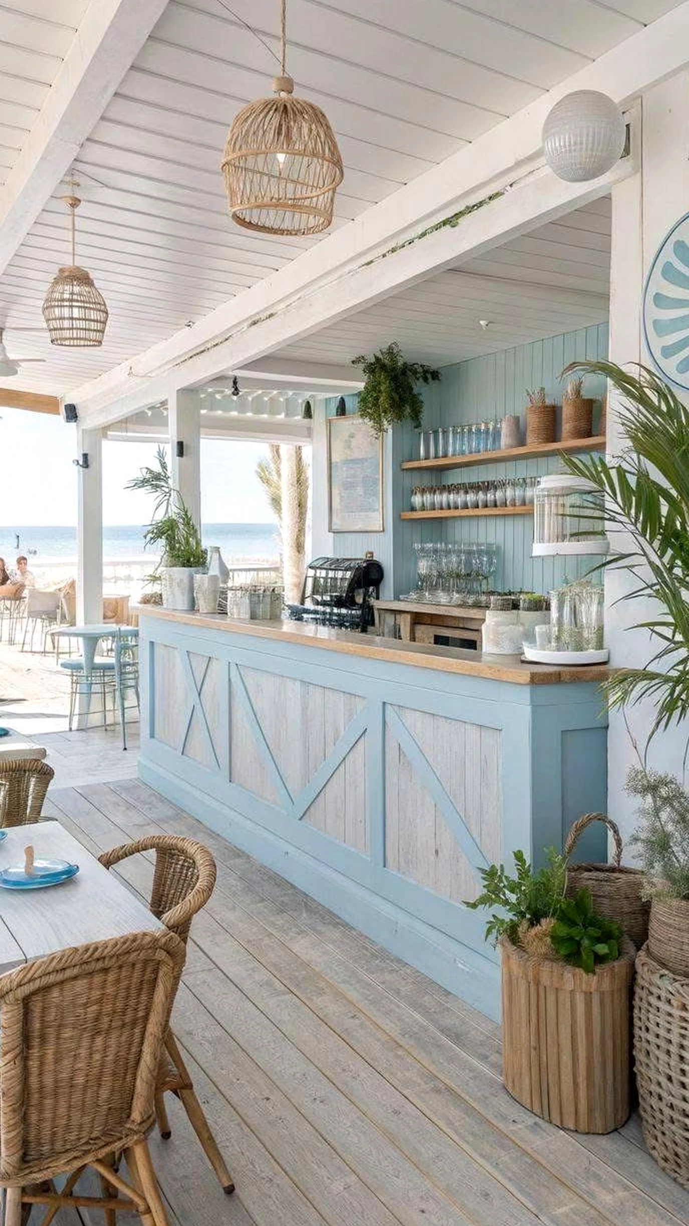 Fresh poolside setting brings a useful note of depth, making the outdoor space feel bright but not busy.