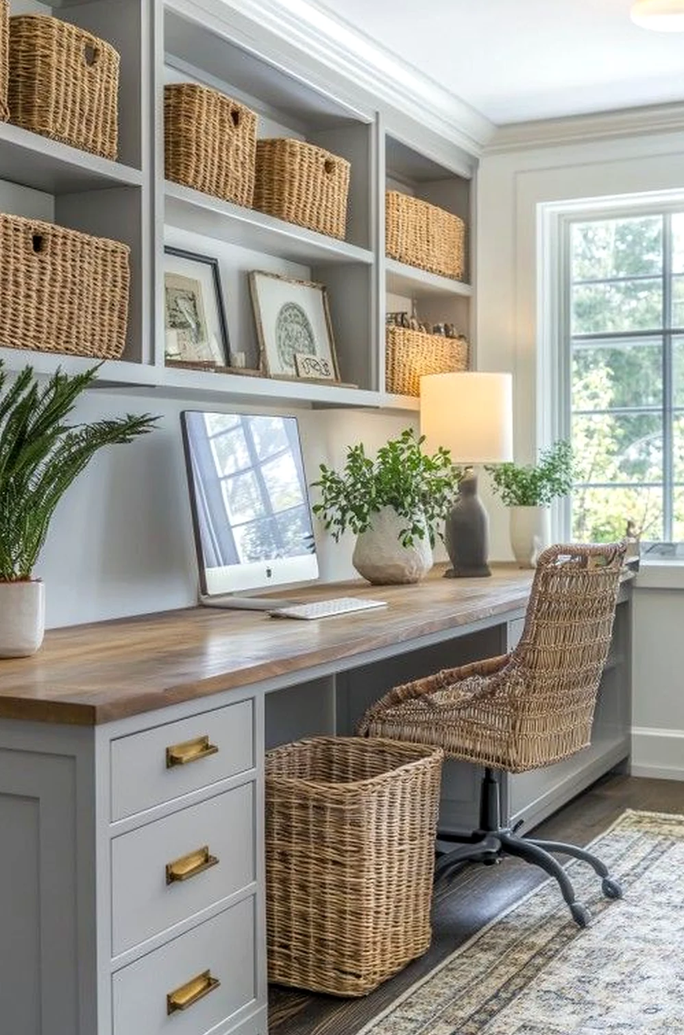 Leafy window seat brings charm to the composition, creating a mood that feels open and lived-in.