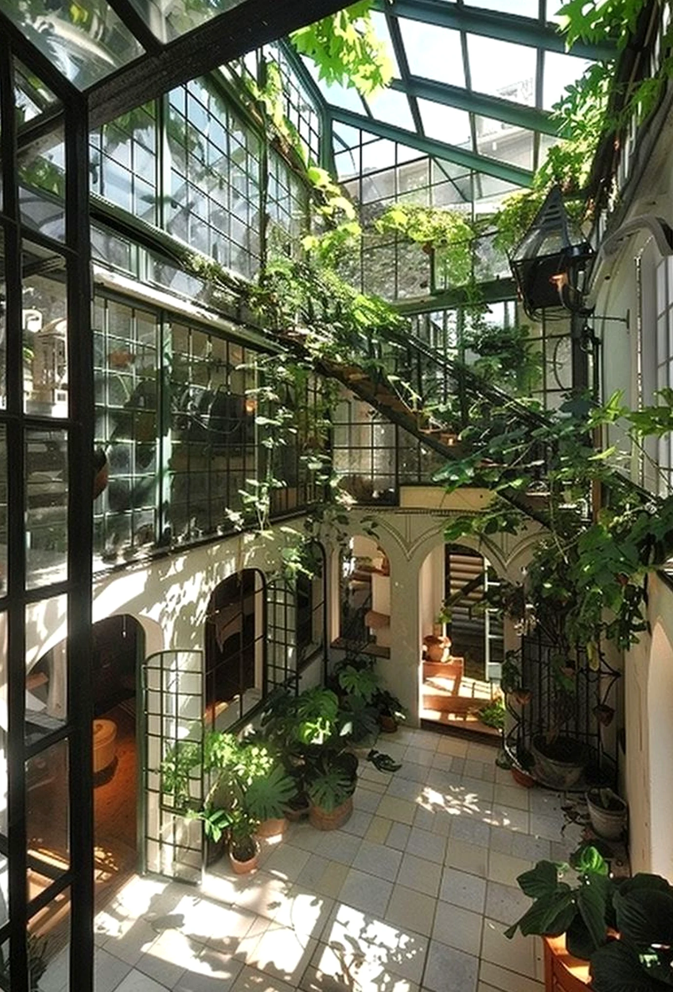 Airy dining setup draws attention to shape while the garden edge stays ready for quiet use.
