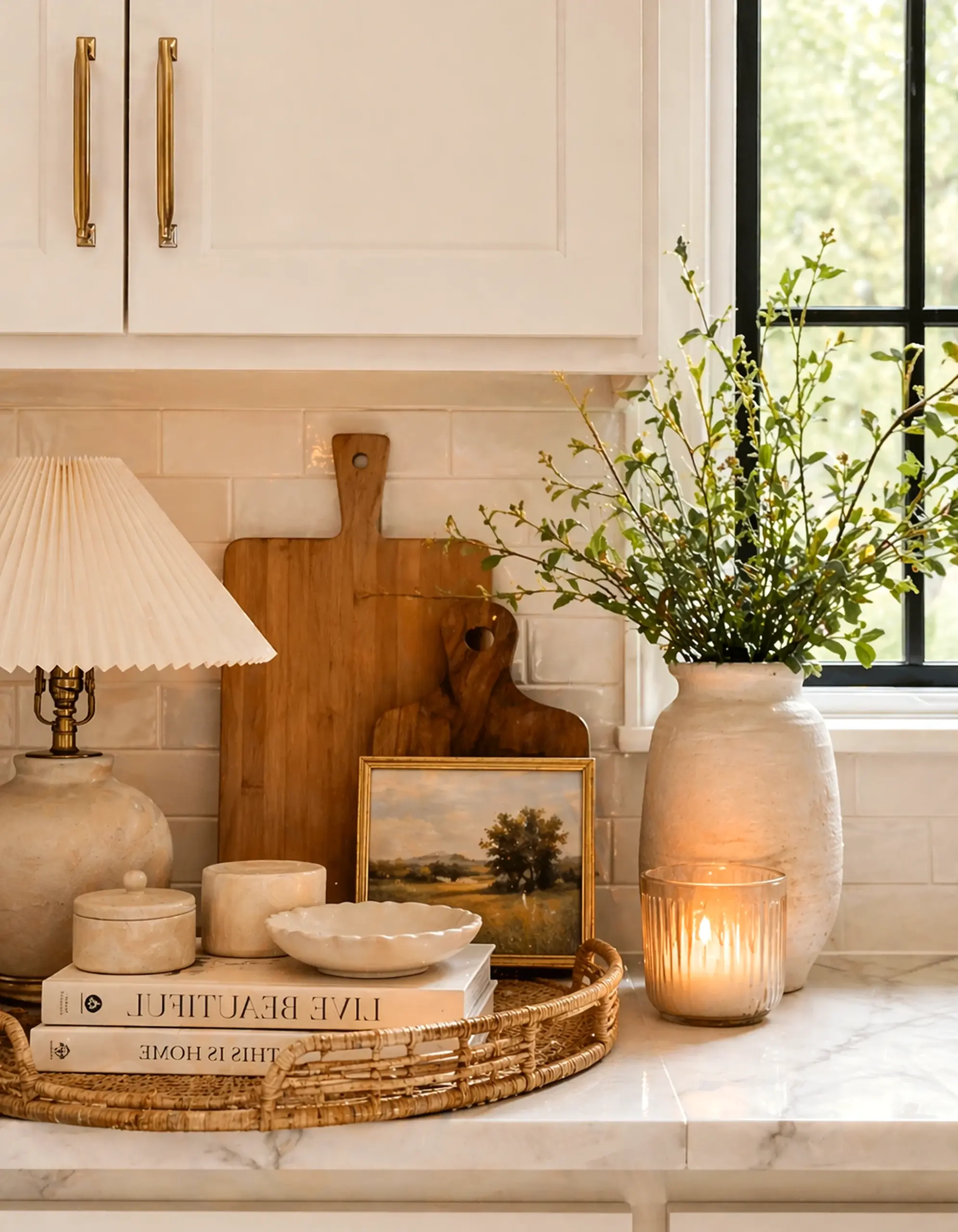 Crisp compact workspace gives the room more balance, so the whole view feels bright but not busy.