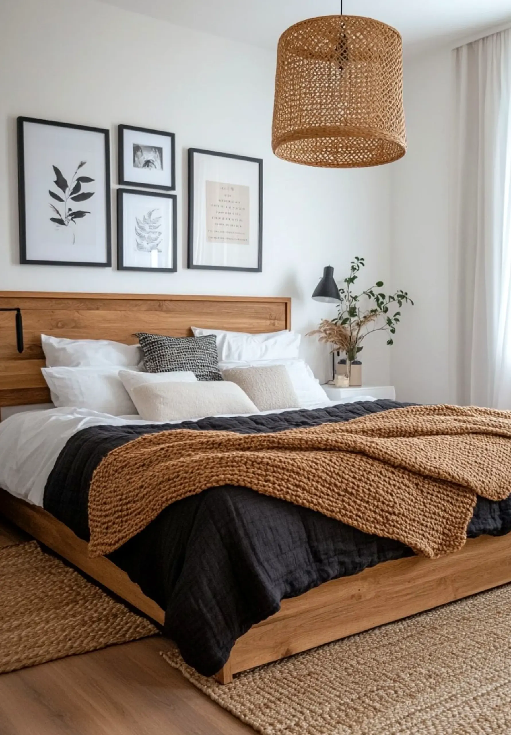 Graceful flower arrangement adds ease across the wall, giving the decor a finish that feels personal and relaxed.
