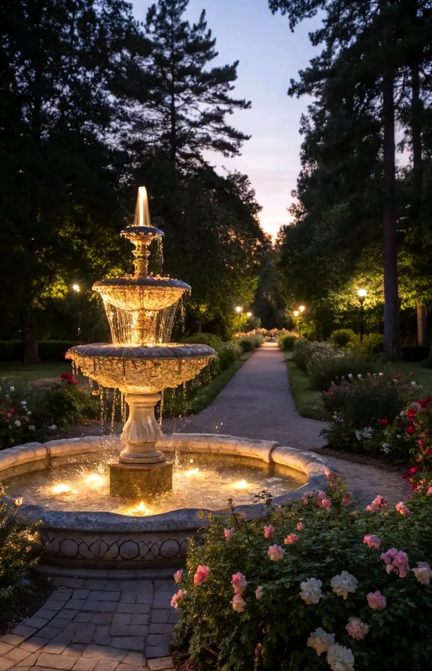 Calm stone path gives the garden edge more texture, so the whole view feels clear and inviting.