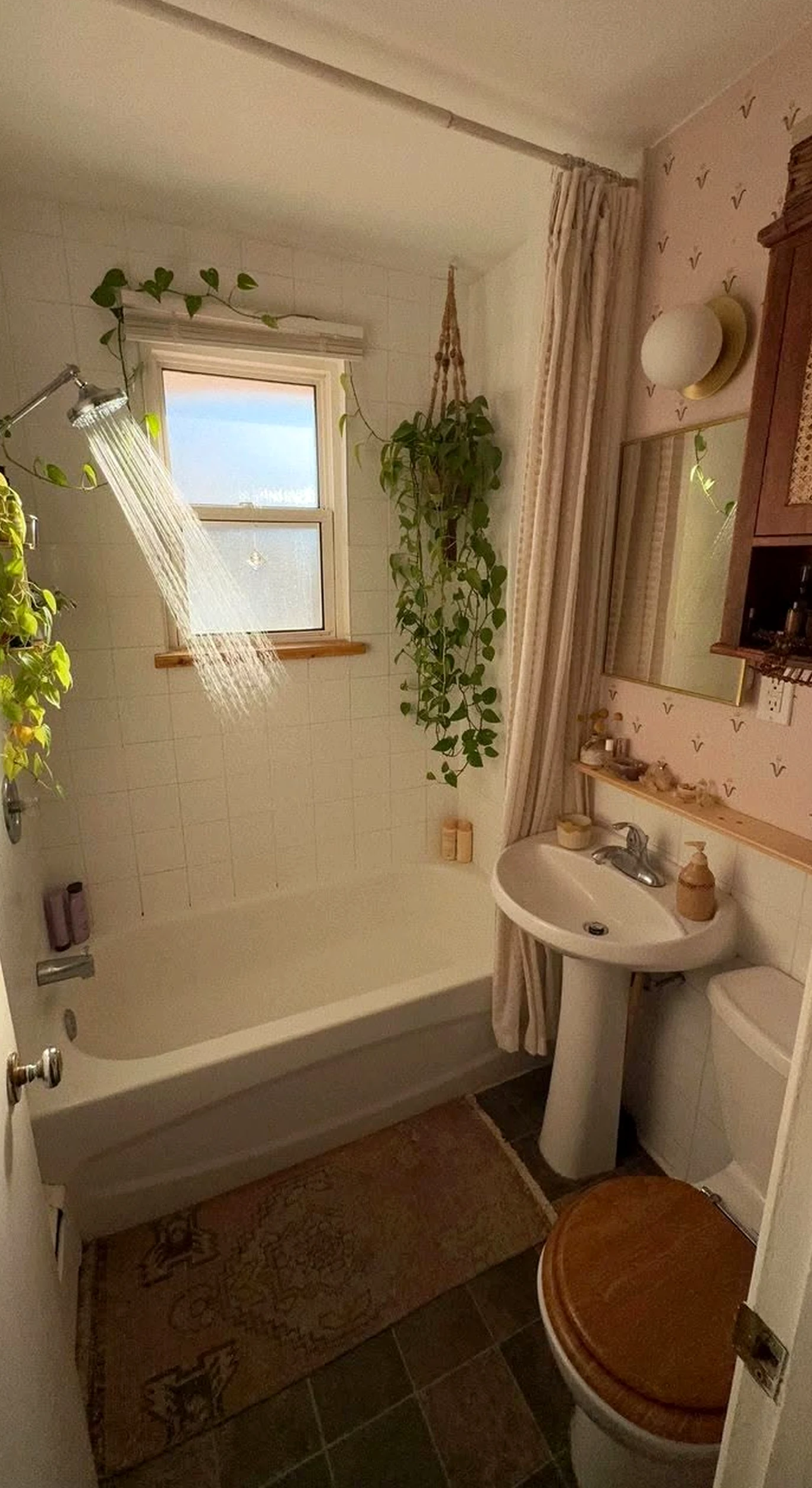 Polished cabinet wall adds order across the garden edge, giving the decor a finish that feels clear and inviting.