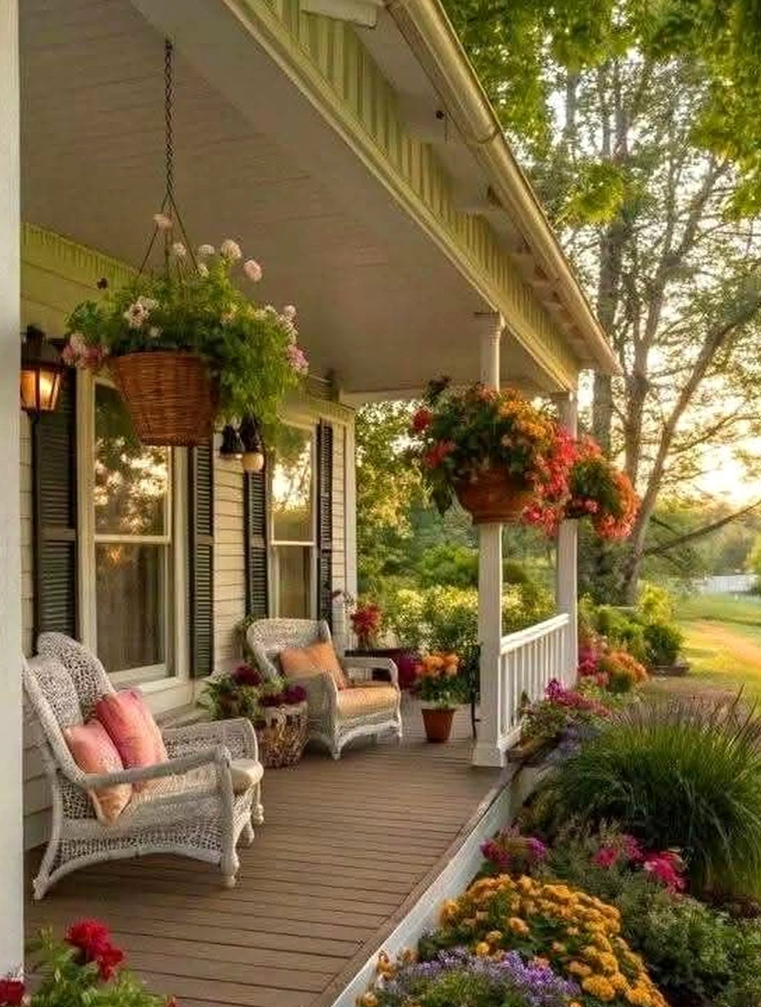 Relaxed garden border introduces freshness into the setting, keeping the atmosphere settled and welcoming.