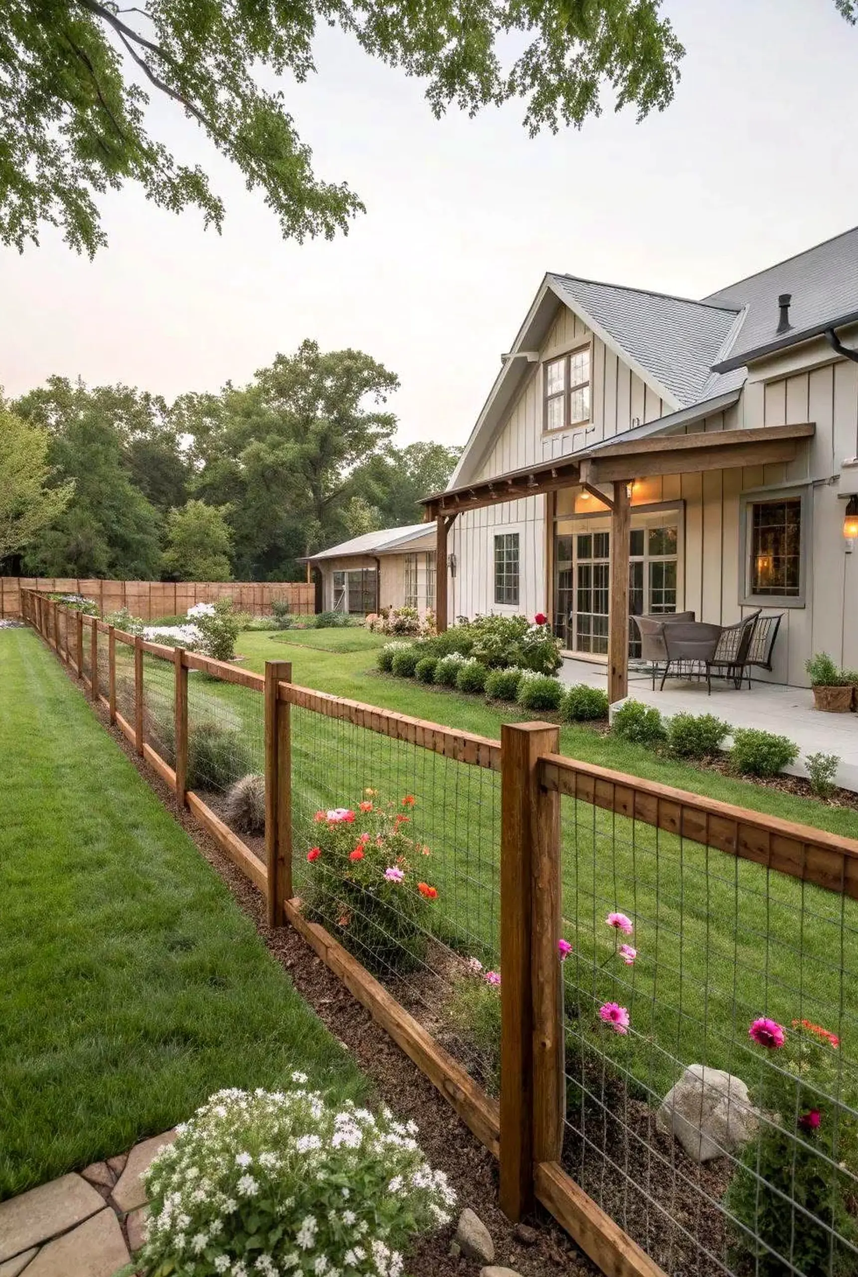Subtle porch bench brings a useful note of light, making the setting feel soft at the edges.