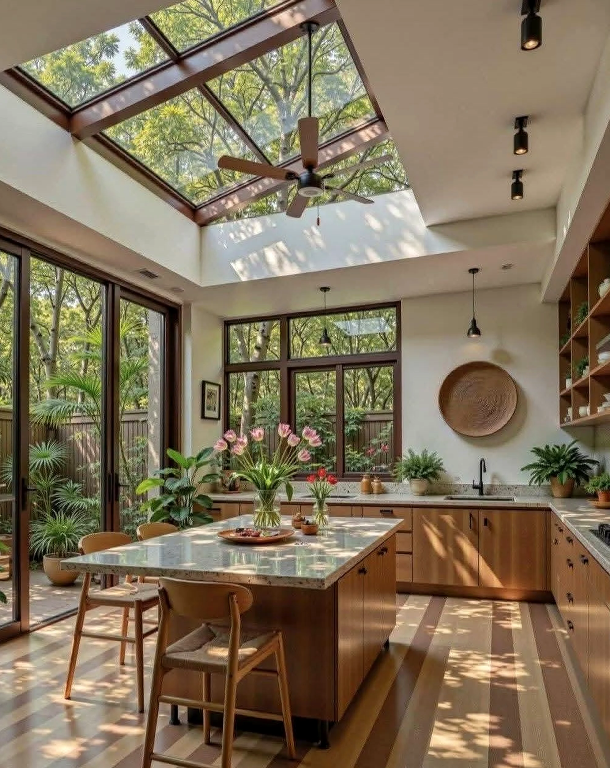 Bright kitchen nook adds a clear layer of rhythm, helping the sitting area feel open and lived-in.