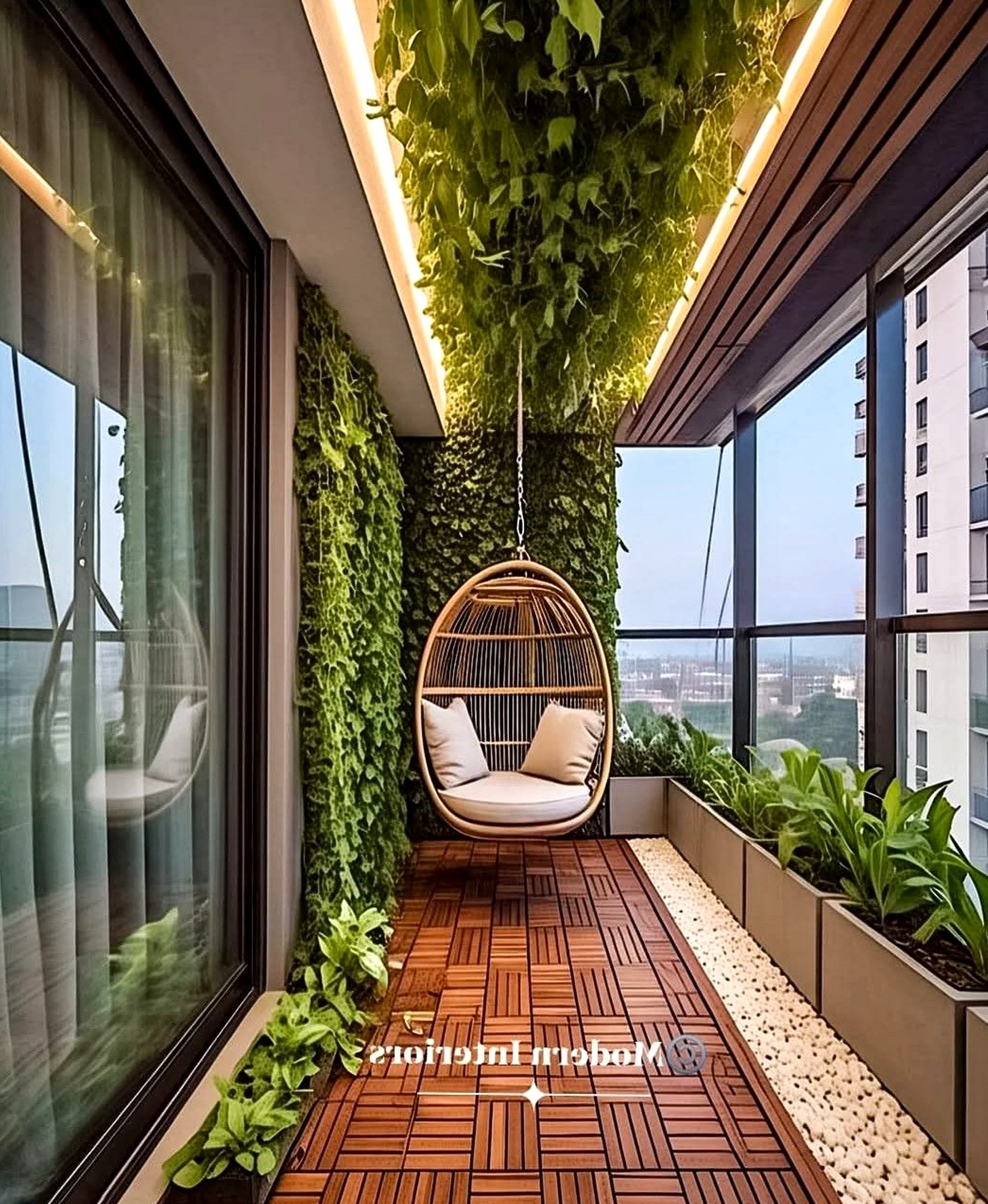 Cozy terrace table draws attention to freshness while the sitting area stays visually grounded.